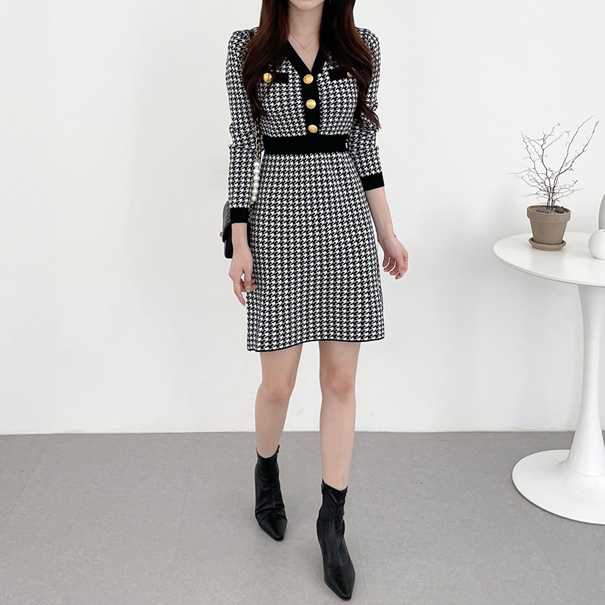 [ORDER] Đầm Len Dài Tay - Váy Len Dáng Ngắn Mùa Thu Phong Cách Hàn Quốc VD133 ICC Official Store