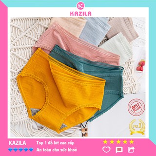 Quần lót nữ cotton cao cấp tân cổ điển viền ren, quần chip nữ co giãn siêu thấm Kazila QLH55