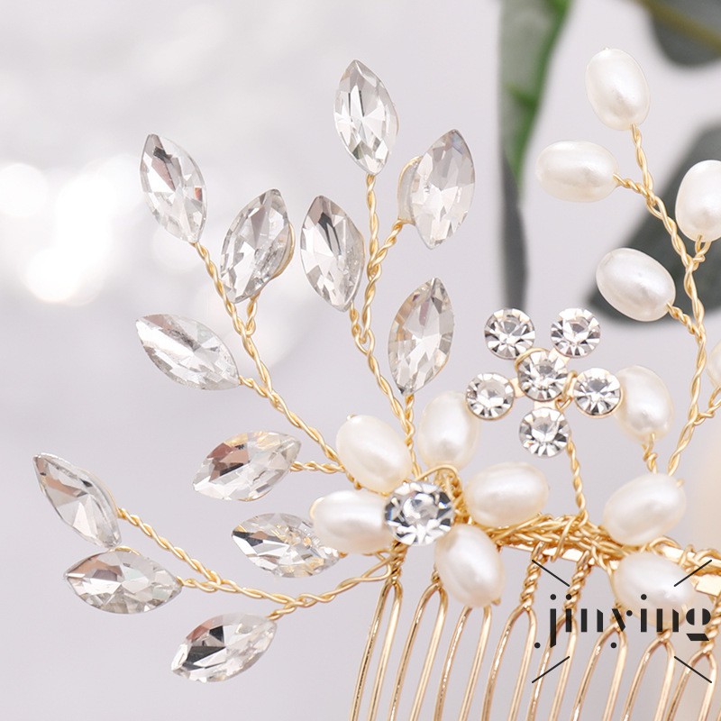 GETNOIVAS Lược cài tóc đính ngọc trai và kim cương giả phong cách thời trang thanh lịch dành cho cô dâu