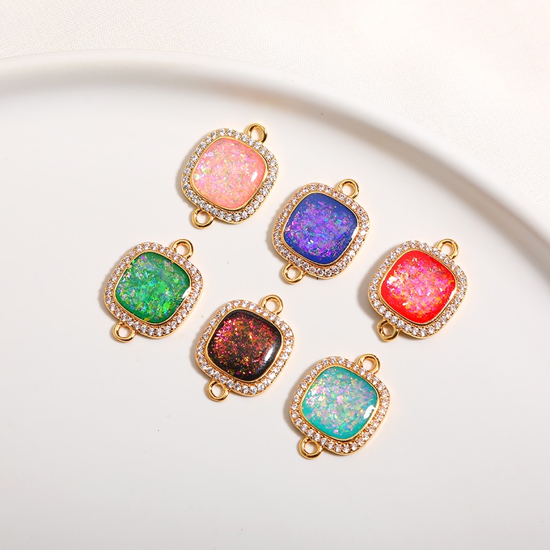 Mặt Dây Chuyền / Khuyên Tai / Vòng Tay / Dây Chuyền Bằng Đồng Mạ Vàng 18K Đính Đá Opal Nhân Tạo diy