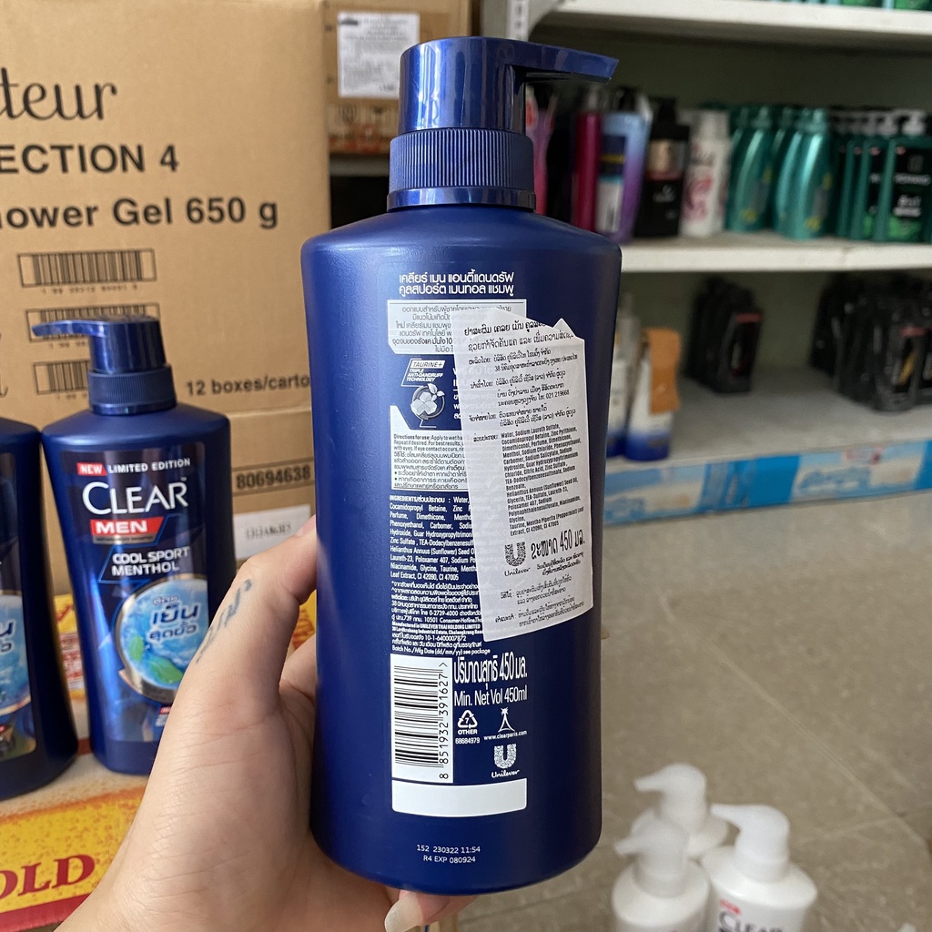 Dầu gội Thái Lan Clear Men cool sport method bạc hà 410ml