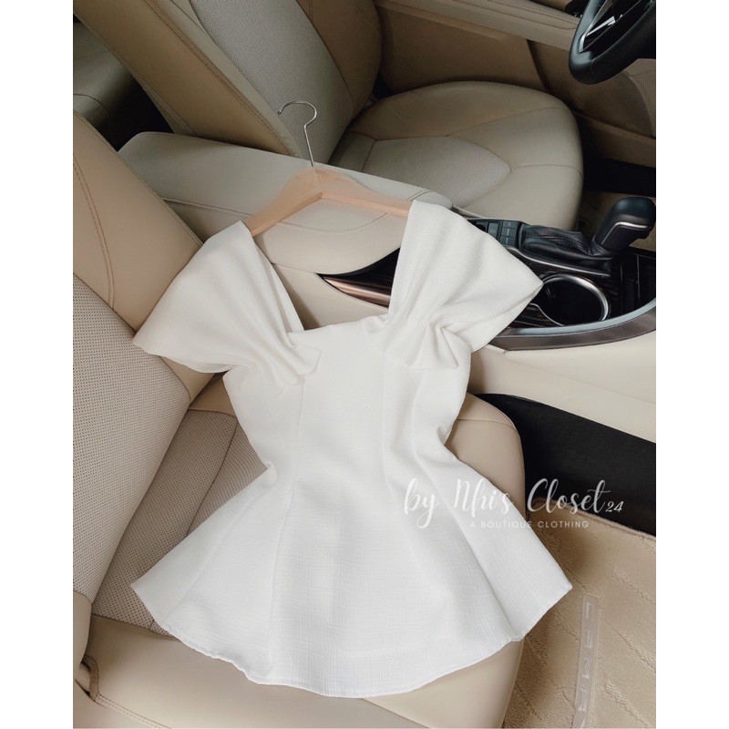 Áo peplum tay cánh tiên nhún li (Ảnh chụp thật)