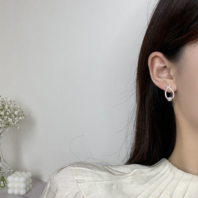 Đôi khuyên tai MANYUE hình cá đính đá và ngọc trai giả lấp lánh thời trang cho nữ