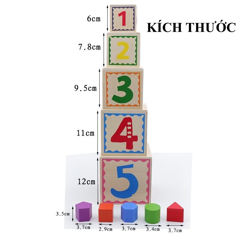 Đồ Chơi Xếp Hình Khối Gỗ 3 Trong 1 Dành Cho Bé
