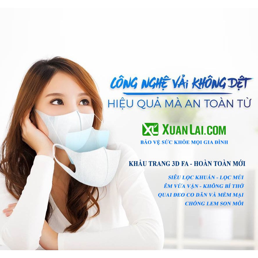 ✅ Khẩu trang 3D Mask Xuân Lai cao cấp XL – Siêu lọc khuẩn, lọc mùi, êm vừa vặn, không bí thở, lem son quai đeo co dãn