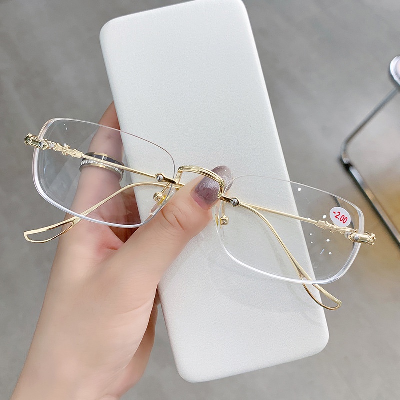 Kính Cận Gọng Không Viền Chống Ánh Sáng Xanh Phong Cách retro Mới Cho Nam