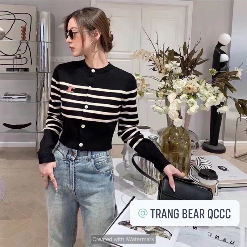 áo cadigan len ce.line kẻ ngang