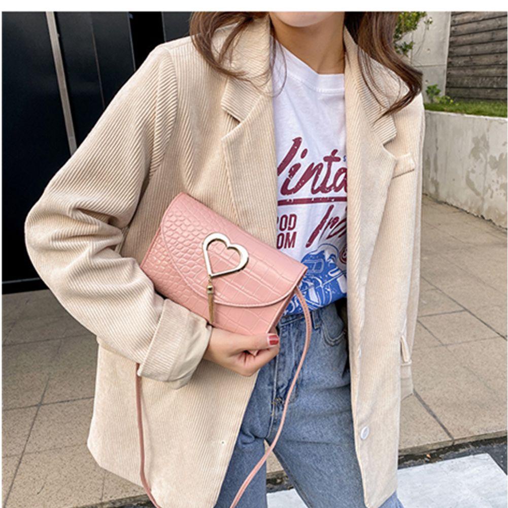 CACTU Heart-shaped Tassel Female Bag Fashion Women Girls Travel PU Leather Crocodile Pattern Small Square Bag