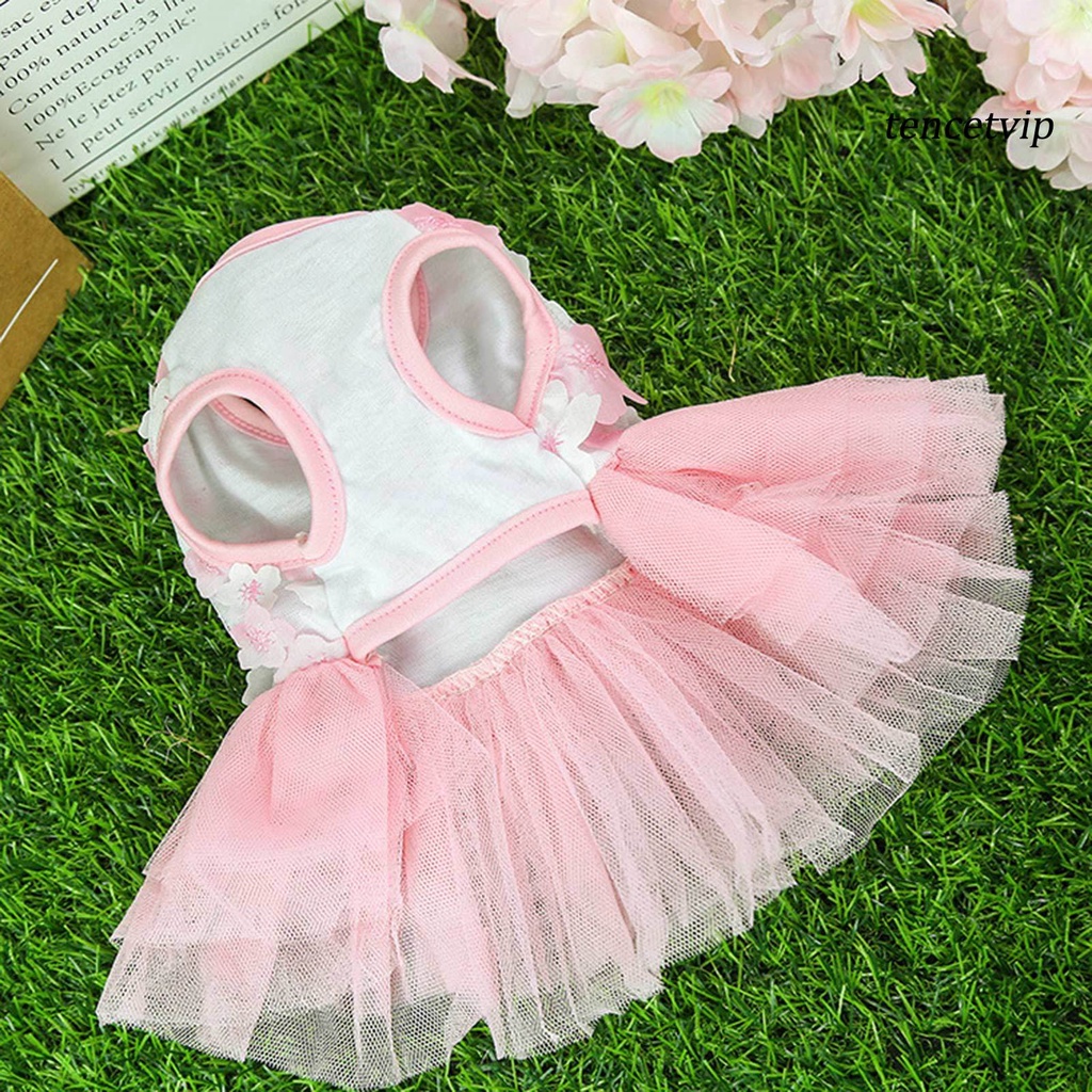 Đầm công chúa cổ tròn chất liệu cotton nhiều lớp in họa tiết hoa xinh xắn dành cho chó cái