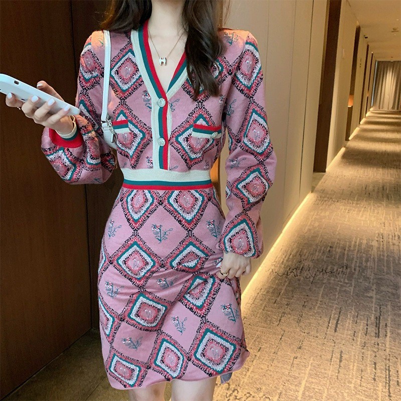 Printed knitted dress