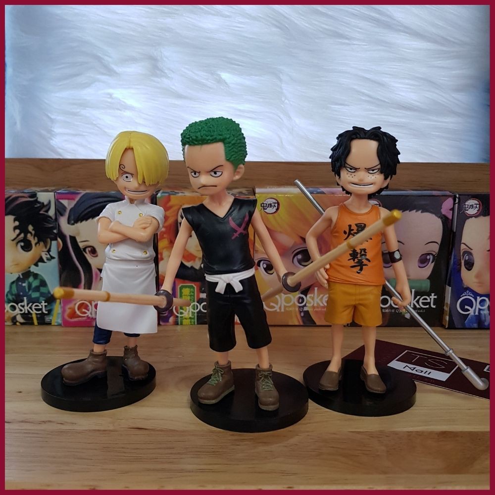 Bộ Mô Hình One Piece 5 Nhân Vật Luffy, Ace, Zoro, Sanji, Sabo Trang Trí PC, Bàn Làm Việc, Sưu Tầm Mô Hình