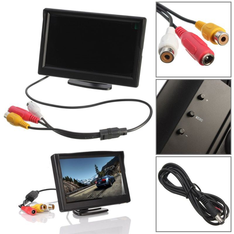 Màn Hình 5 Inch Tft Lcd + 2 Giá Đỡ Cho Camera Lùi Xe Hơi Vcr Dvd