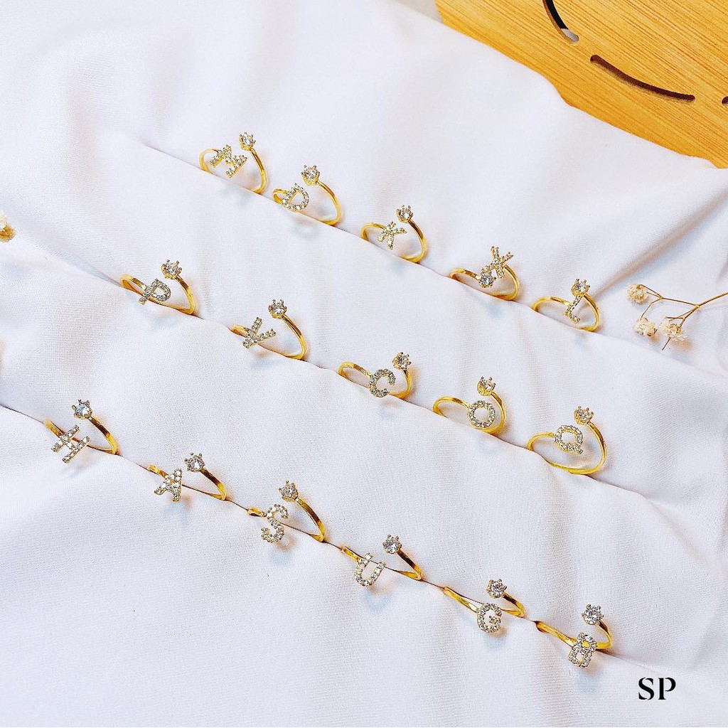 NHẪN CHỮ CÁI BẠC XI VÀNG