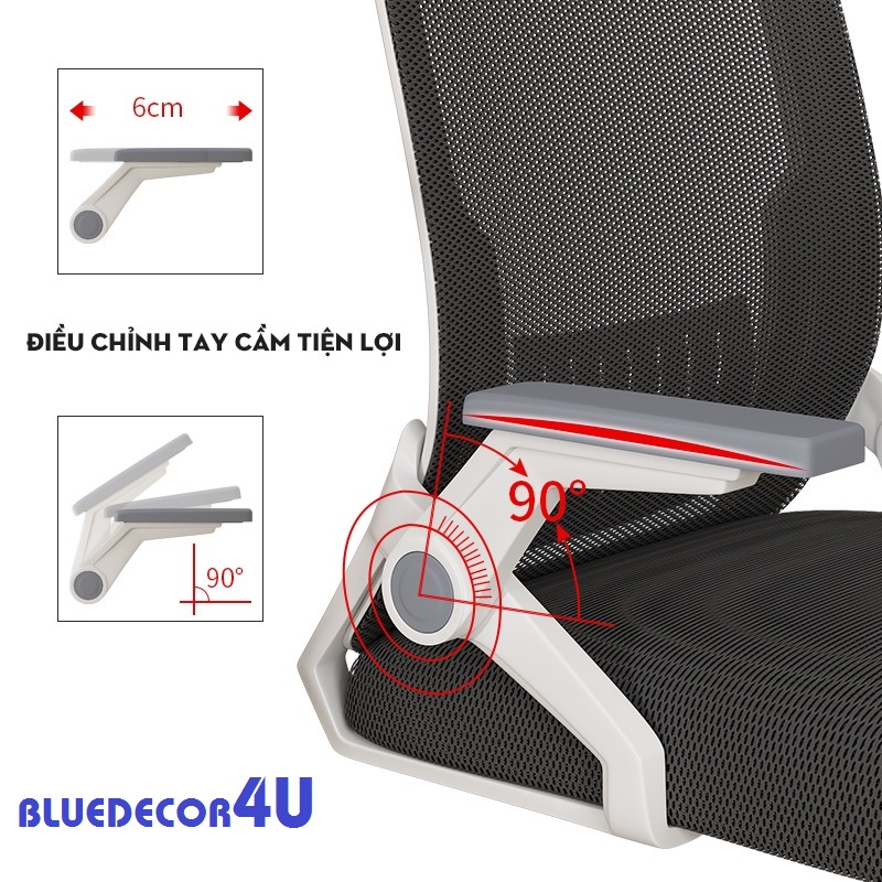 GHẾ XOAY VĂN PHÒNG HUBO. TỰA ĐẦU, LƯNG GHẾ, ĐỆM GHẾ ĐIỀU CHỈNH KÍCH THƯỚC