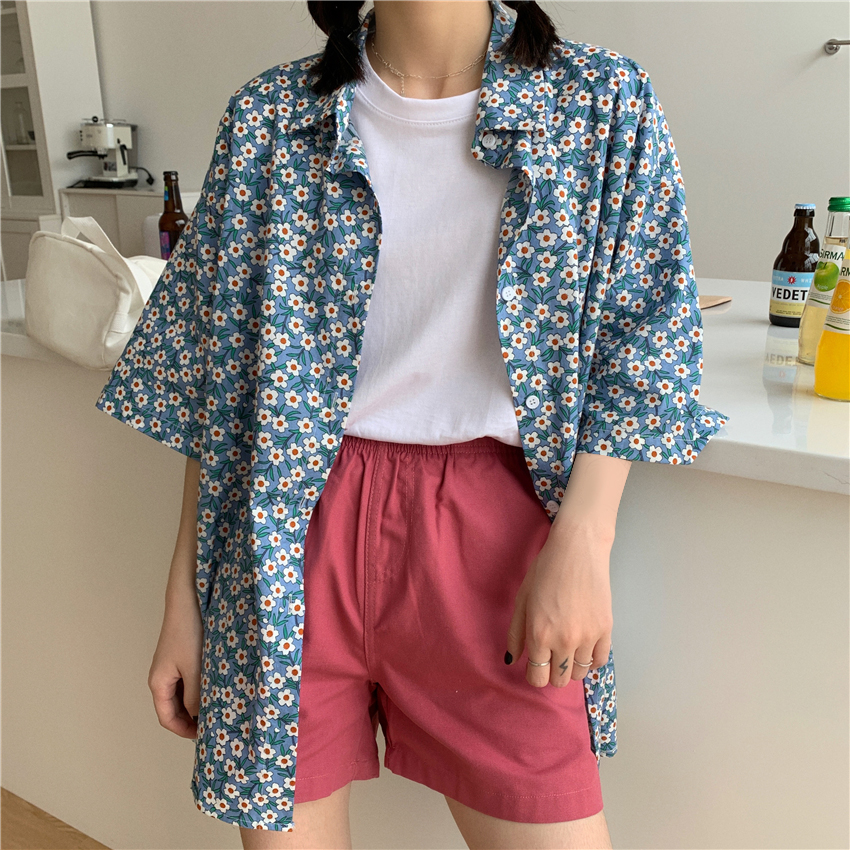 Áo Sơ Mi Hoa Tay Ngắn Thời Trang Dành Cho Nữ