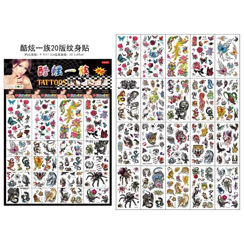 Vỉ 20 bộ hình xăm nước nghệ thuật 5d [ size to]