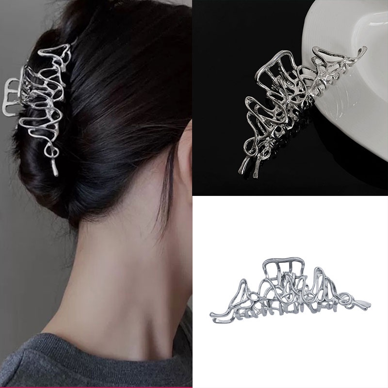 Kẹp tóc bằng kim loại không cân xứng phong cách Harajuku thời trang cá tính cho nữ