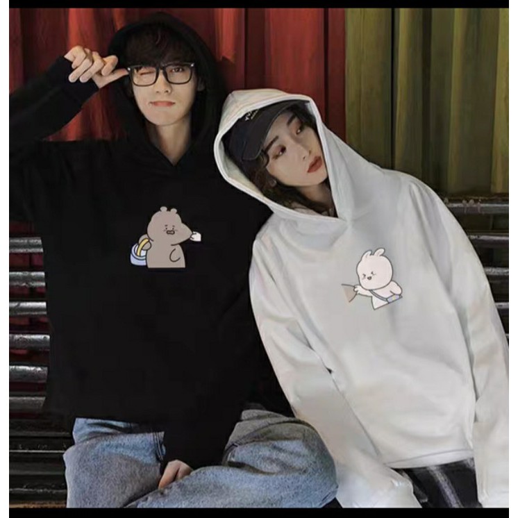 Áo hoodie đôi ( giá bán 2 cái ) gấu véo má, chất nỉ bông mịn , dày 105 | BigBuy360 - bigbuy360.vn
