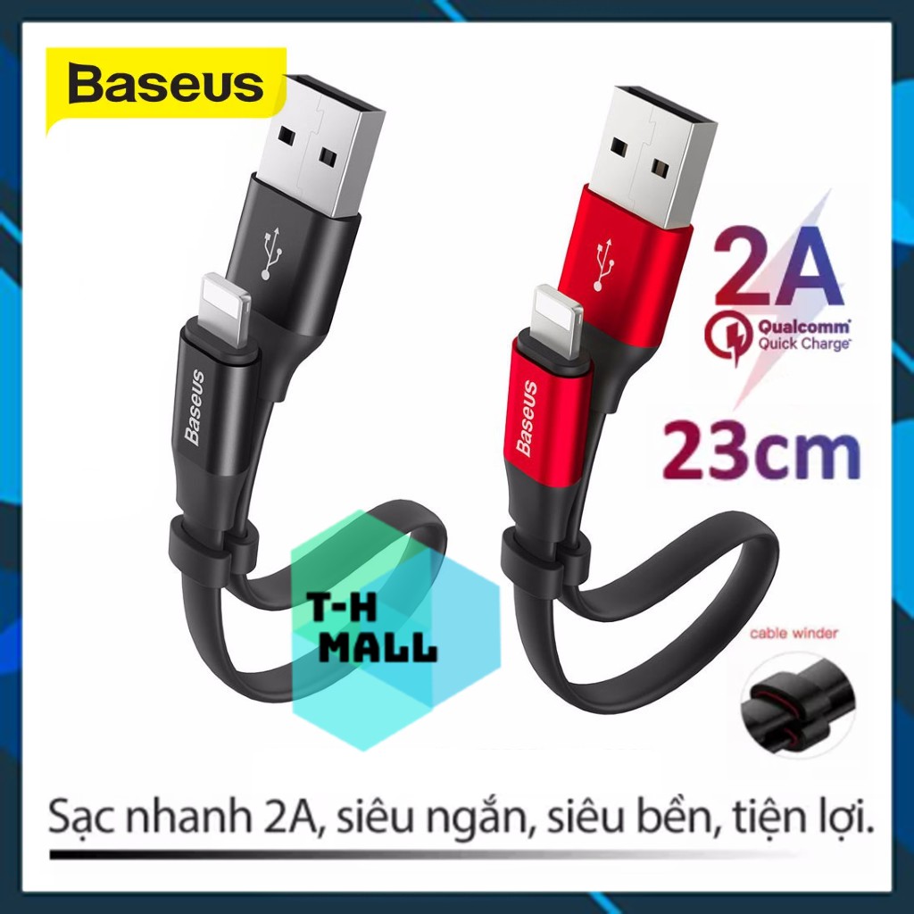 Dây cáp sạc Lightning BASEUS Nimble dài 23cm (Dây siêu bền, dòng 2A, thiết kế dây khóa)