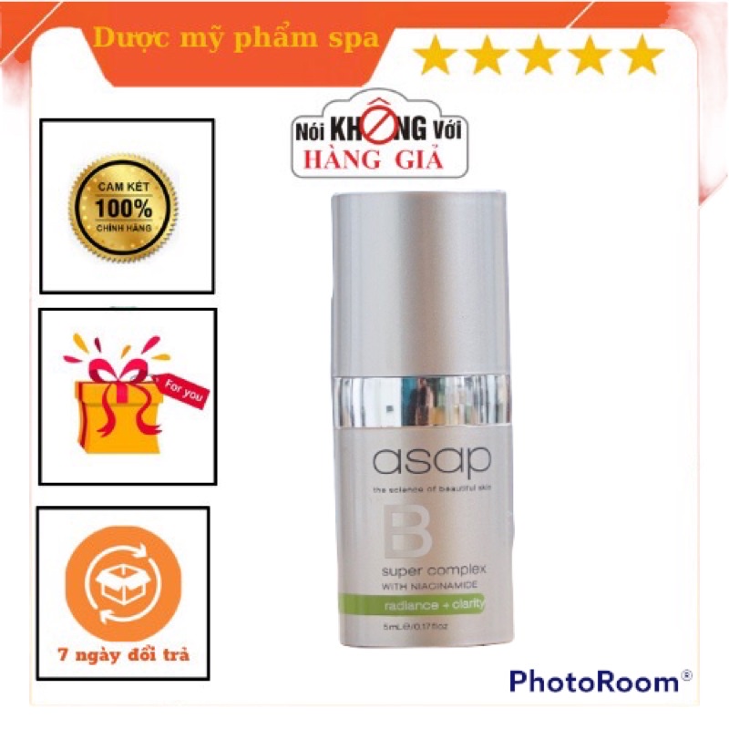Asap seper B complex-giảm mụn,sáng da,thu nhỏ chân lông,phục hồi da và chống lõa hóa da mini 5ml DƯỢC MỸ PHẨM SPA