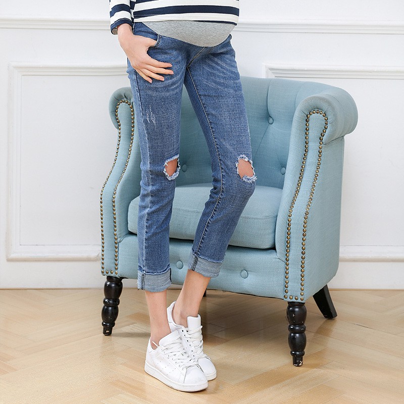 Quần Denim Mỏng Thời Trang Mùa Xuân Hè 2018 Mới Cho Mẹ Bầu 0254