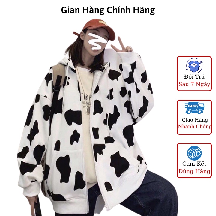 Áo khoác Hoodie bò sữa, nỉ ngoại kéo khoá, áo khoác Sweater có mũ form rộng UNISEX KNN18 freesize< 70kg