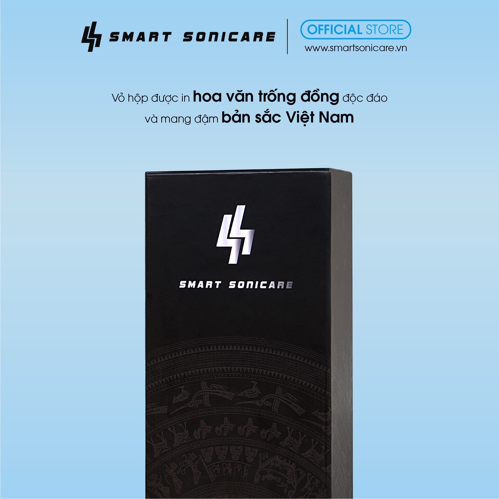 Bàn chải đánh răng điện Việt Nam Smart Sonicare SS-01- ĐEN NHÁM - Công Nghệ Sóng Âm, Chải Sạch Mảng Bám gấp 10 lần
