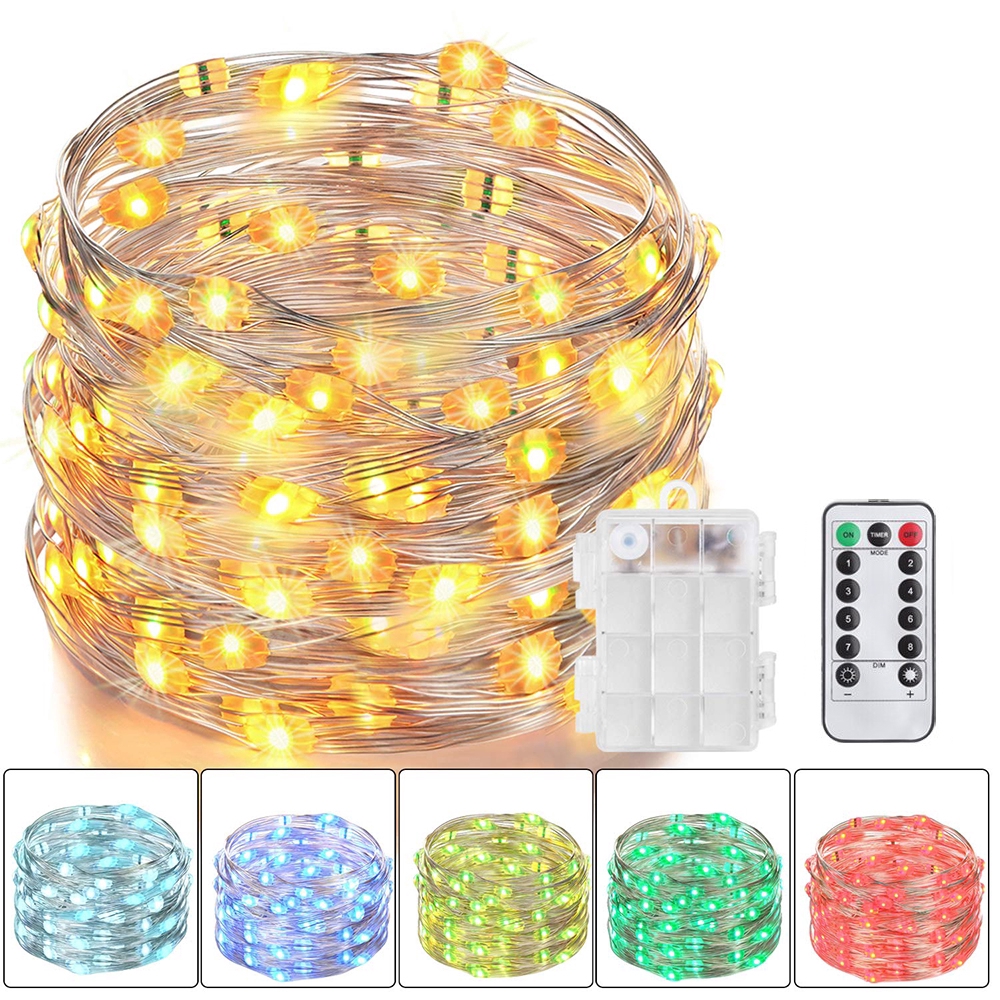 Dây Đèn Led 100 Bóng Dài 10m Với 8 Chế Độ Điều Khiển Từ Xa Trang Trí Giáng Sinh