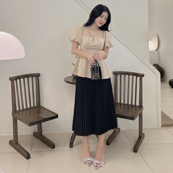 BBSTORE'S Áo Tay Phồng Dây Chéo Thời Trang Dành Cho Nữ Đi Tiệc Đi Dạo Siêu Xinh -A1058
