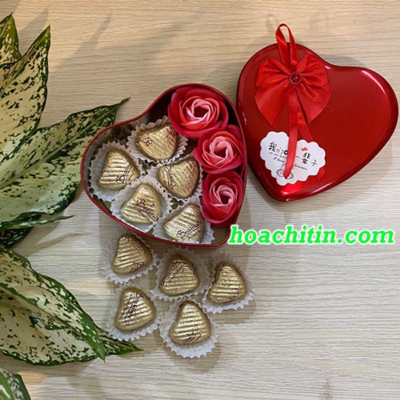 Socola Valentine Trái Tim Hoa Hồng Đỏ