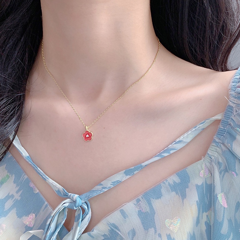 Vòng cổ Mặt Hoa Đào Hồng Ngọt Ngào Cho Nữ