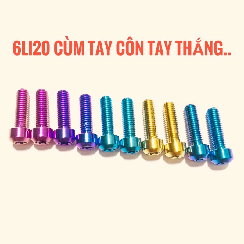 (Chuẩn Gr5) Ốc titan 6li20 cùm tay côn tay thắng
