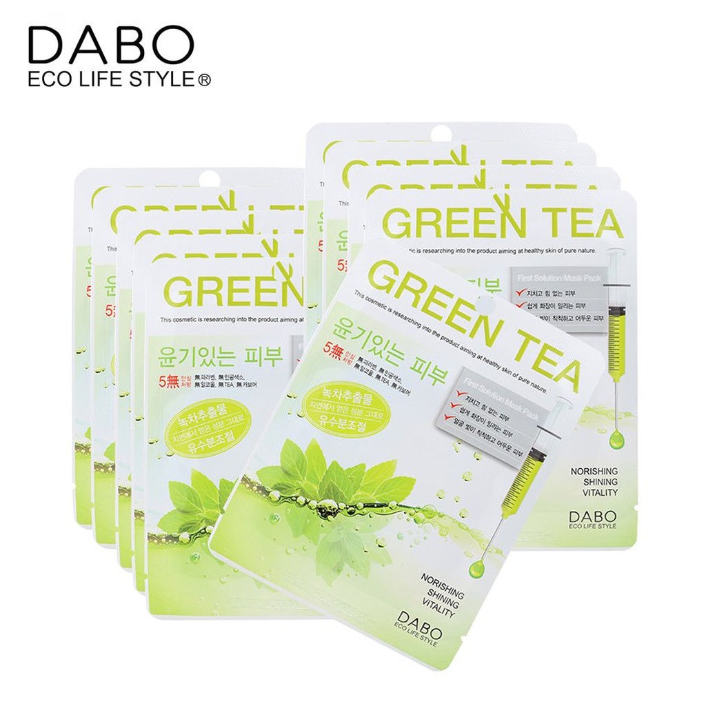 COMBO 10 MIẾNG MẶT NẠ TRÀ XANH FIRST SOLUTION MASK PACK GREEN TEA DABO