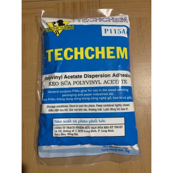 Keo sữa TECHCHEM P115A, keo PVAc thông dụng dùng trong công nghệ gỗ,bao bì và giấy,..