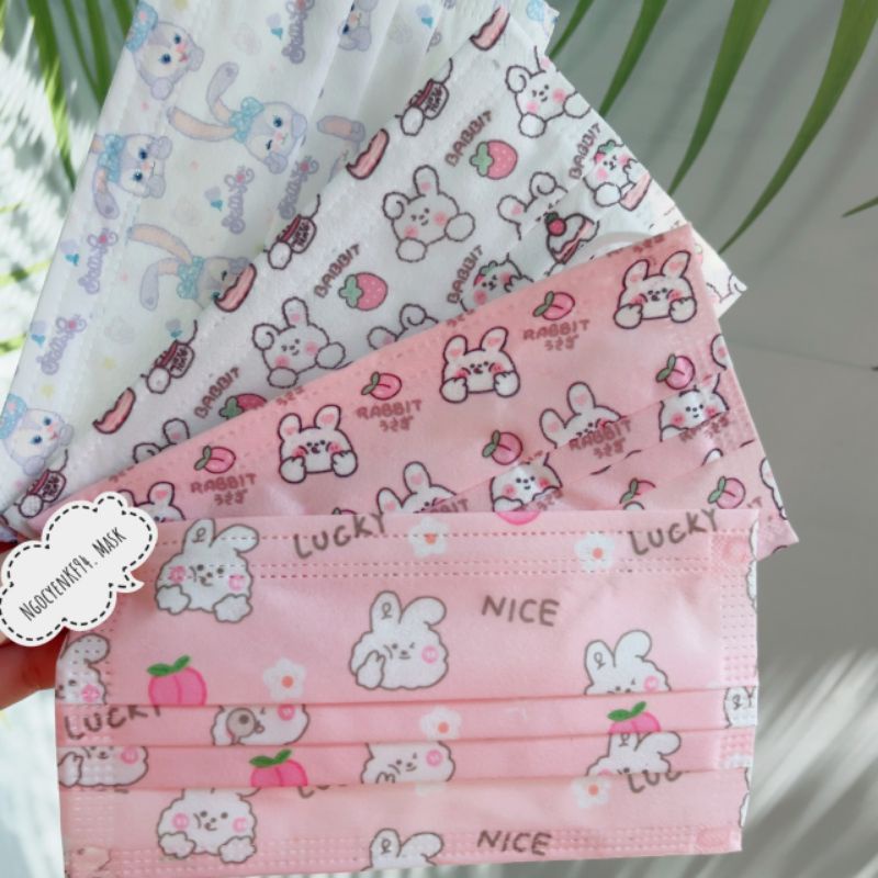 [ Hàng Sẵn ] Túi 10 Chiếc Khẩu Trang Y Tế Hoạ Tiết Siêu Dễ Thương Size Người Lớn