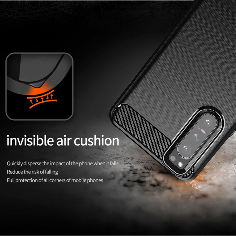 Ốp điện thoại silicon mềm sợi carbon chống sốc cho Sony Xperia 1 5 10 II III Xperia 5 II 10 III Fundas