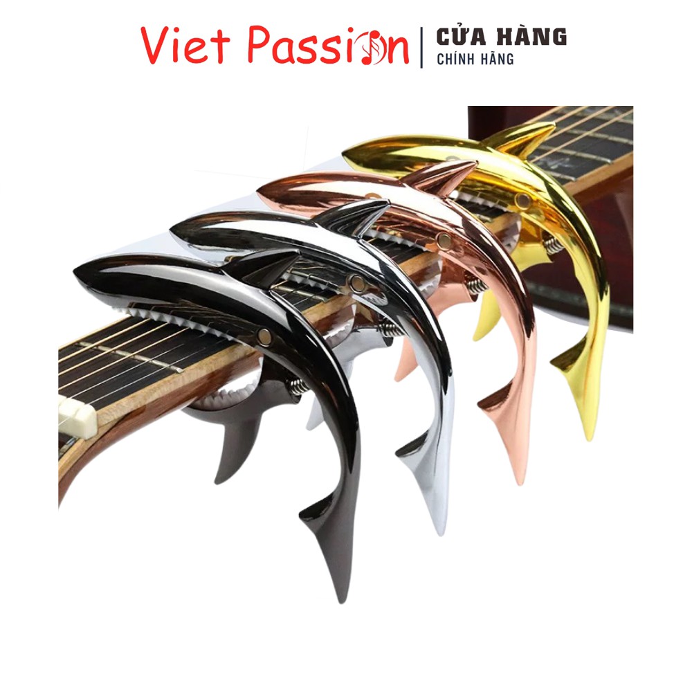 Kẹp capo guitar cá mập màu hồng ánh đồng cho đàn guitar classic acoustic cao cấp VietPassion