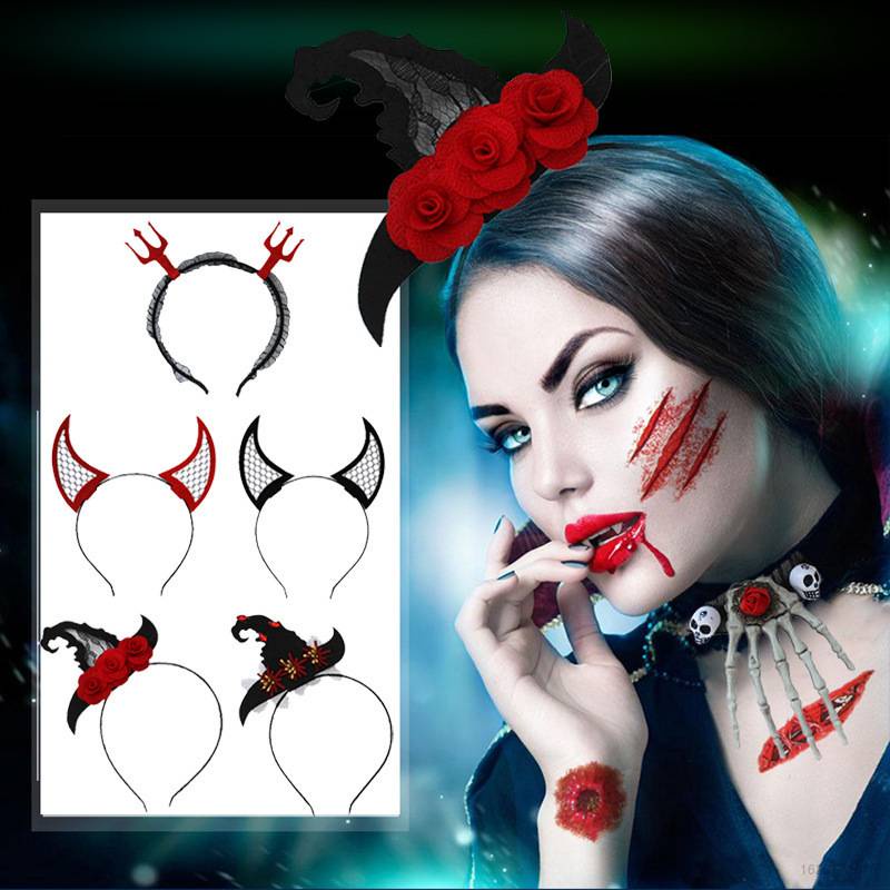 Băng Đô Cài Tóc Hình Sừng Dơi Màu Đỏ / Đen Phong Cách Gothic Cổ Điển Cho Nữ