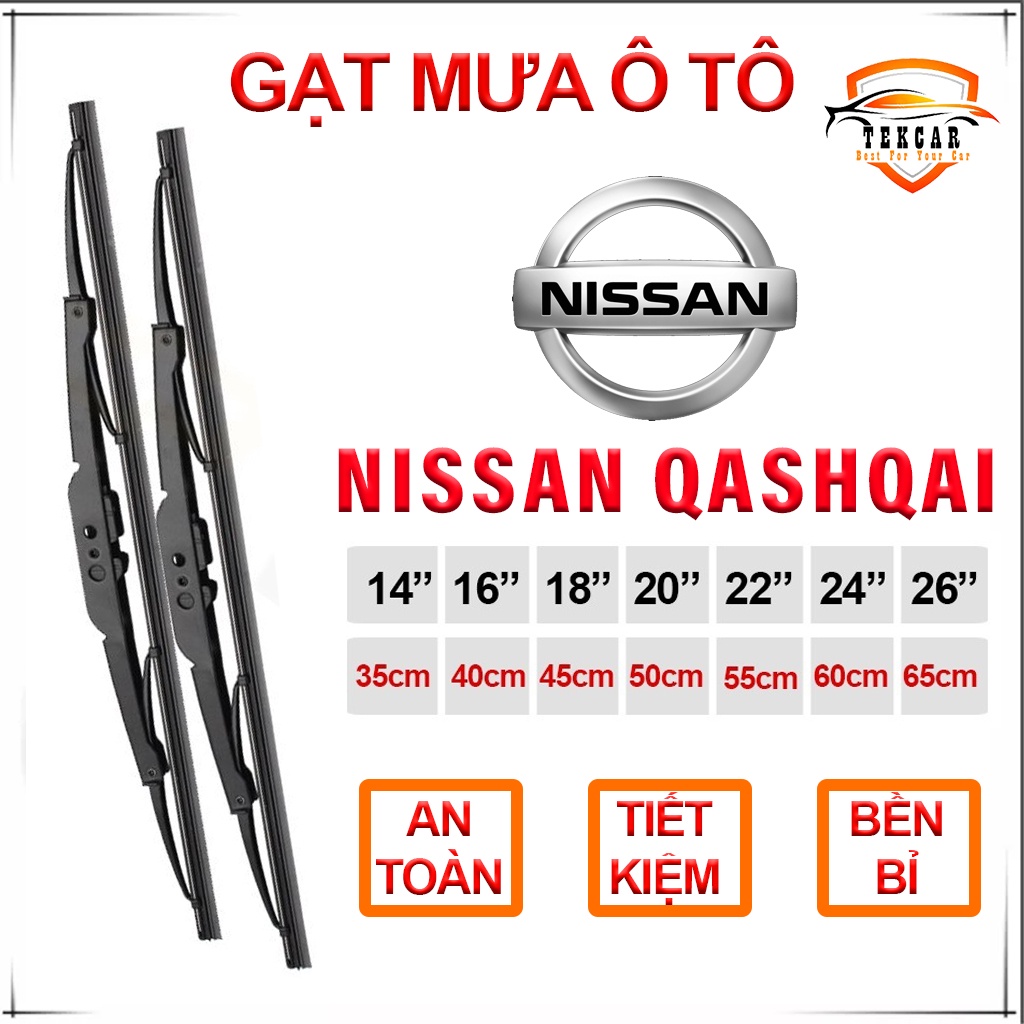 [1 CẶP -NISSAN QUASHQAI ] Gạt mưa ô tô xe NISSAN QUASHQAI  cần gạt kính khung xương sắt lưỡi silicon, thanh cần lưỡi gạt