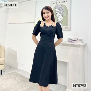 Đầm cổ tim phối nơ vai bemine mt5792