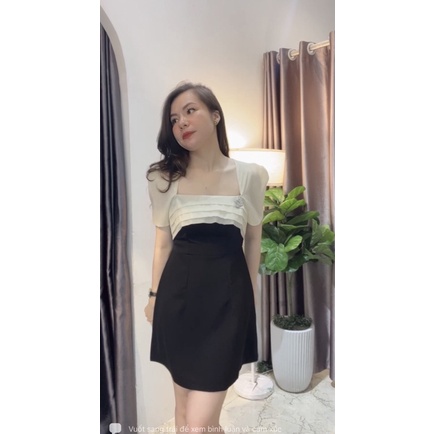 Váy xoè đen pha tơ nt closet