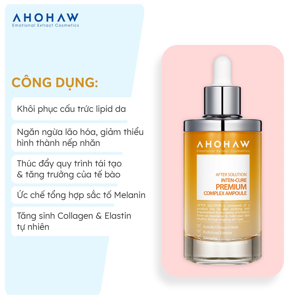 Serum Vàng Ahohaw Inten-Cure Premium Complex Ampoule Tăng Sinh Collagen Chống Lão Hóa Mờ Nếp Nhăn