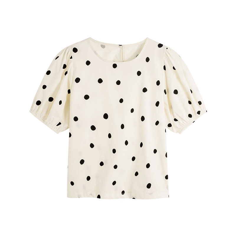 IELGY Áo Kiểu Tay Ngắn Họa Tiết Chấm Bi Dành Cho Nữ