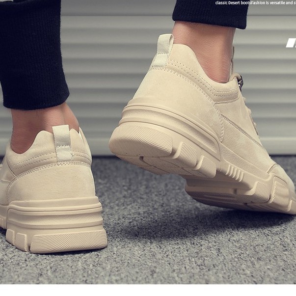 Giày thể thao nam,Giày sneaker nam A042 màu be da lộn dáng đẹp