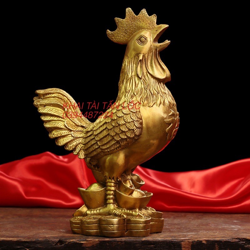 Tượng gà trống phong thủy bằng đồng