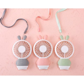 Quạt đeo cổ mini màu pastel gấu có đèn