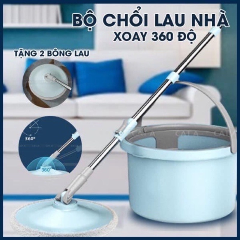 Bộ Lau Nhà Thông Minh K8 Xoay 360 Độ, Siêu Nhanh, Siêu Sạch - Chổi Lau Nhà 360 Độ, Cán Inox, Thùng Vắt Xoay Tròn