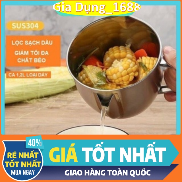 Ca Gạn Tách Dầu Mỡ INOX 304CAM KẾT CHUẨNCa Lọc Dầu Ăn Inox Hiện Đại - Lọc Cặn Mỡ Tiện Lợi