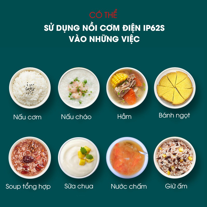 Nồi cơm điện thông minh đa chức năng phù hợp cho 2 - 3 người ăn (IP62S) | BigBuy360 - bigbuy360.vn