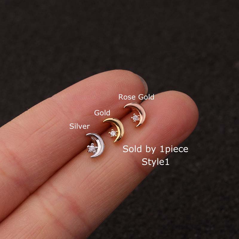 Khuyên tai xỏ vành tai nặng 20g dài 6mm bằng thép không gỉ